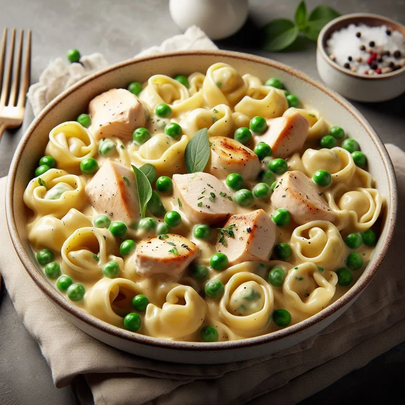 Creamy Tortellini and Peas with Chicken image